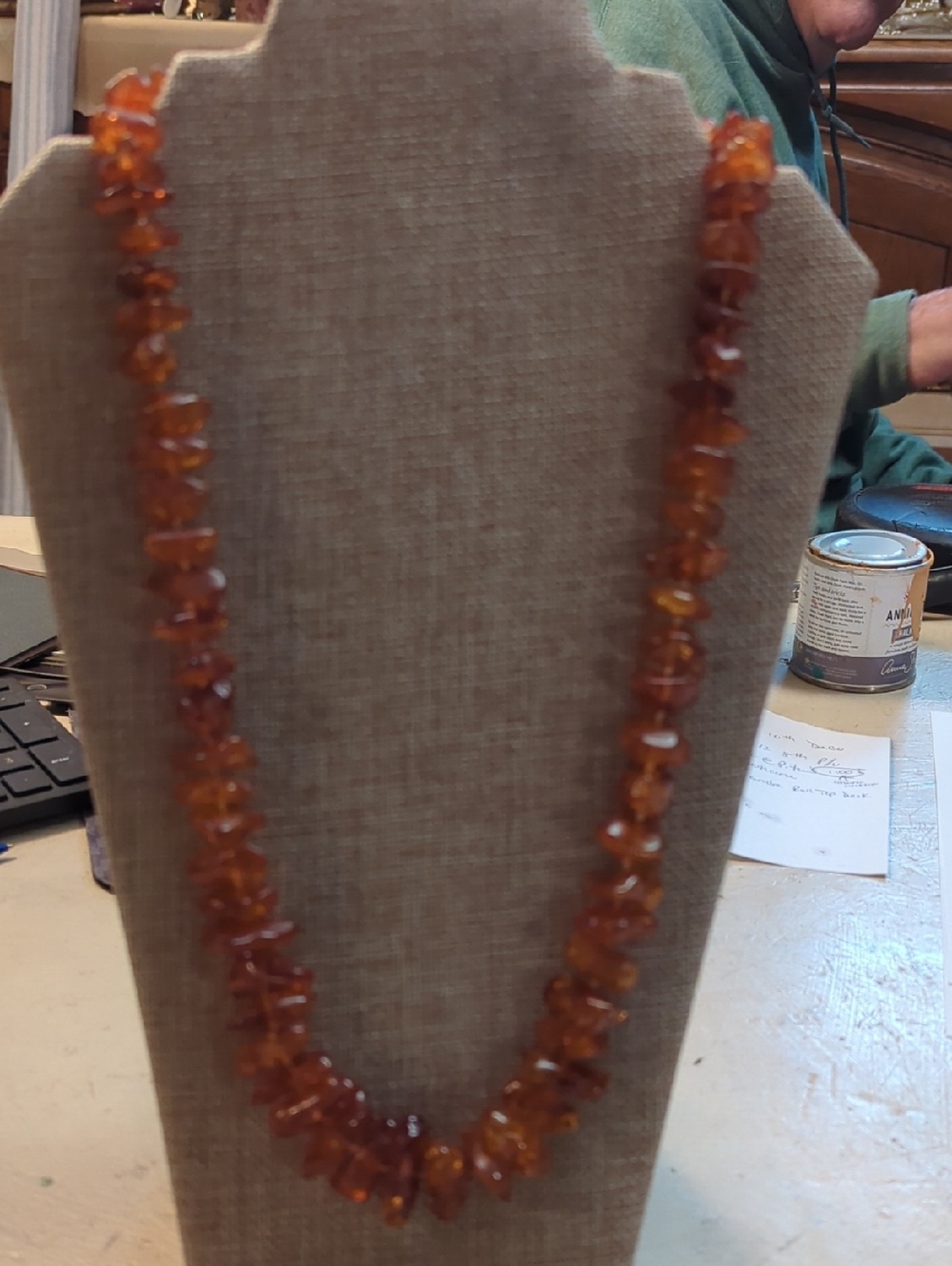 Amber Chip Bead Necklace - Warm Honey Brown